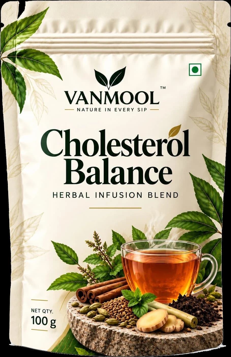 Vanmool Cholesterol Balance herbal infusion blend, 100 g pouch